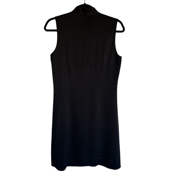 Theory Silk Sheath Black V Neck Relaxed Fit Sleeveless Midi Dress Size 6 - Picture 3 of 12